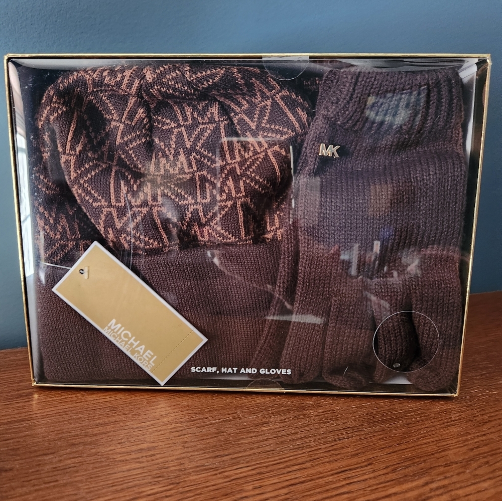 Michael Kors scarf, hat, and gloves set -NWT IN BOX